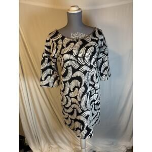 Anthropologie Maeve Windfall Retro White Black Mini Dress S Boho Puff Sleeve